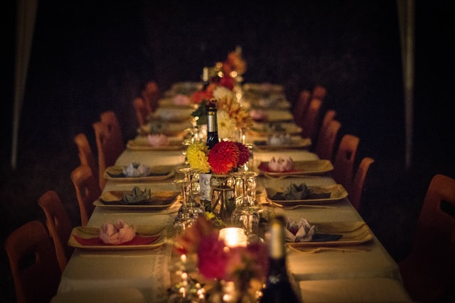 decorated dinner table.